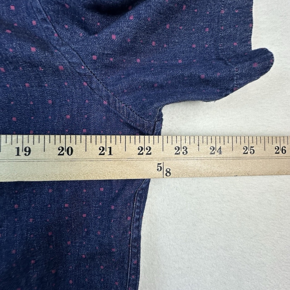 7 Diamonds Audio Tree Shirt Mens XL Blue Dots Stretch Denim Woven Button Up - Picture 3 of 14